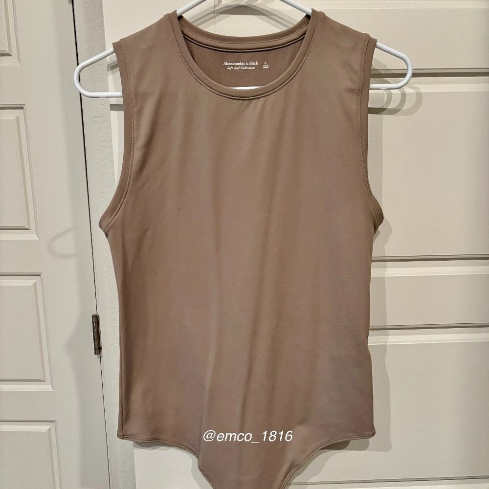 Abercrombie & Fitch Soft A&F Collection Taupe Sleeveless Tank Bodysuit, Size L